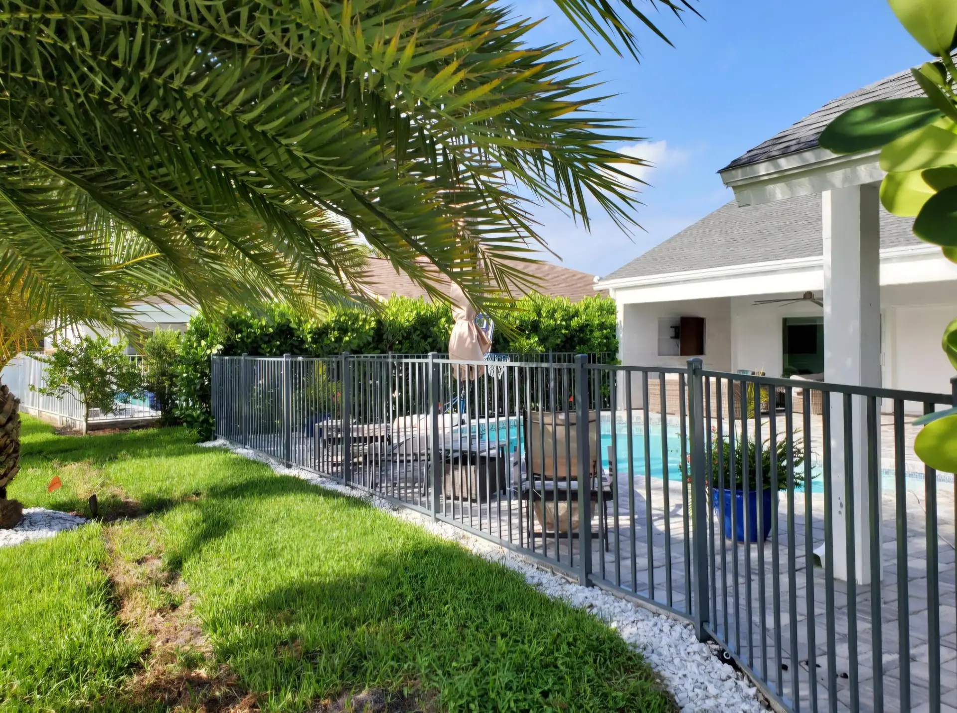 Grey 2 Rail Aluminum Pool Fence